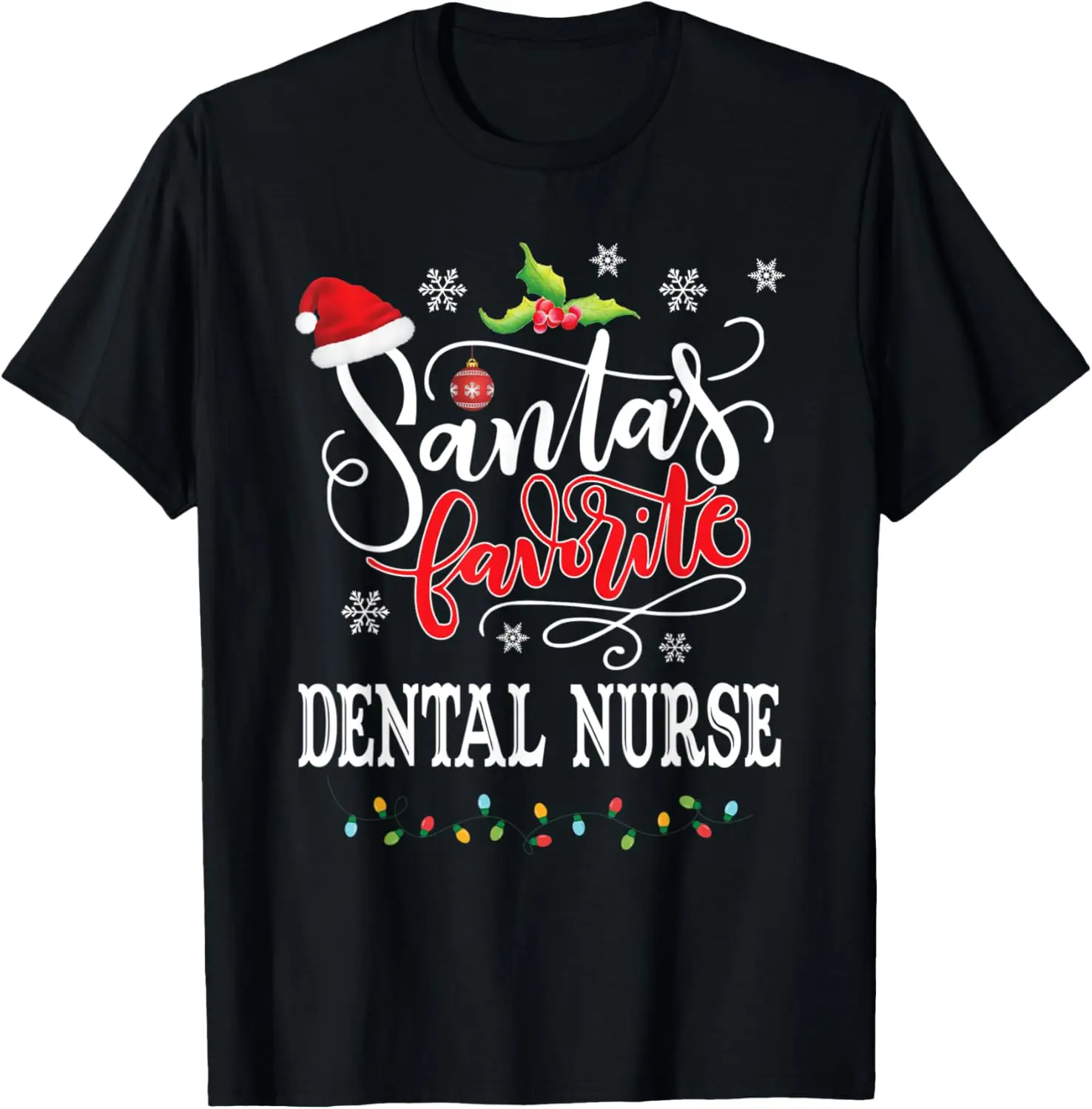 

Funny Santa's Favorite Dental Nurse Santa Hat Christmas T-Shirt