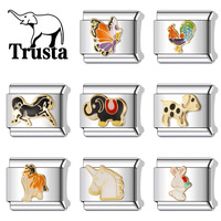 Trusta Cute Casual Animal Charm Italian Links 9mm Bracelet Stainless Steel for Girls Birthday Gift DIY Jewelry Wholesale N002