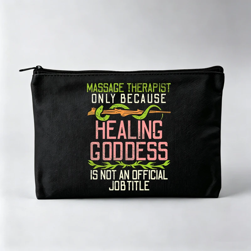 Women's Slogan Style Graphic Makeup Bag with Herbal Inspired Design, Zipper Cosmetic Pouch for Daily Use