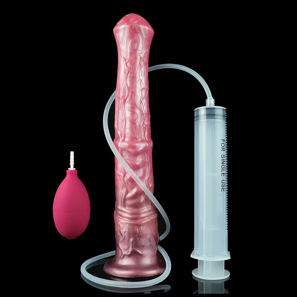 FAAK Long Spray Liquid Silicone Ejaculation Dildo Fantasy Horse Squirting Penis With Suction Cup Anal Plug Sex Toys For Women
