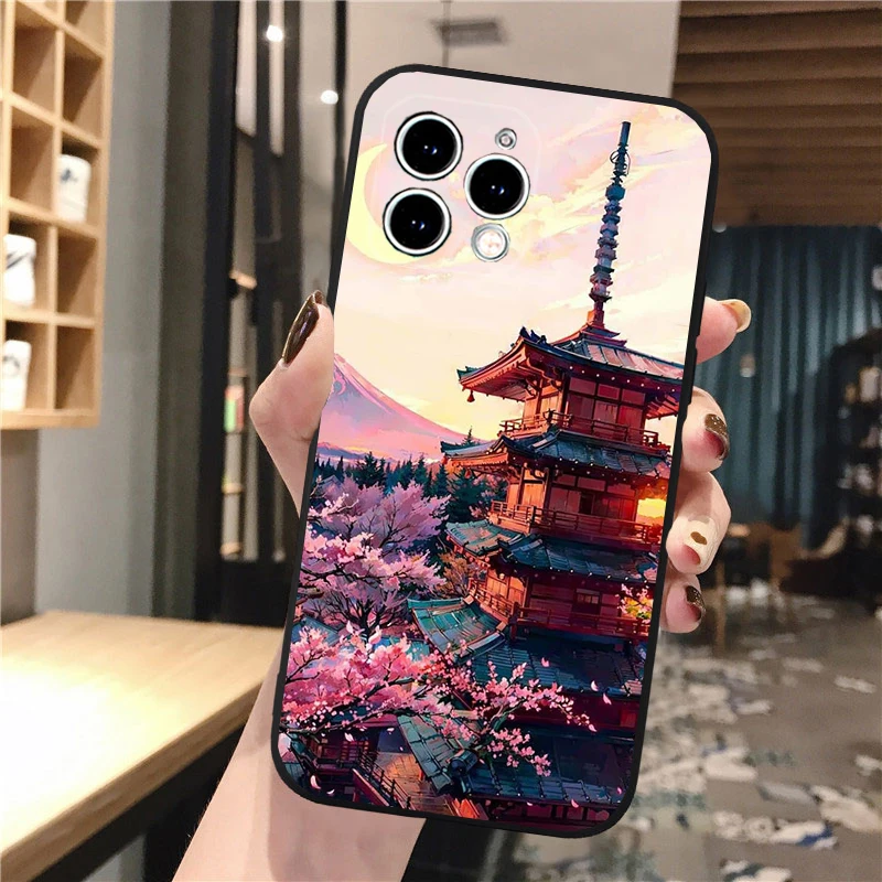 

Japanese Aesthetic Mount Fuji Landscape Phone Case For iphone 17 Pro Max Air 16 15 14 13 Pro Max 15 16 Pro 15Plus Shell