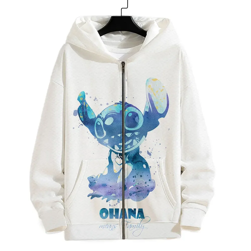 Disney Lilo & Stitch Men\'s Zip Up Hoodie Spring Autumn Male Sweatshirt Disney Cartoon Anime 3D Print Cool Women Tracksuit Jacket