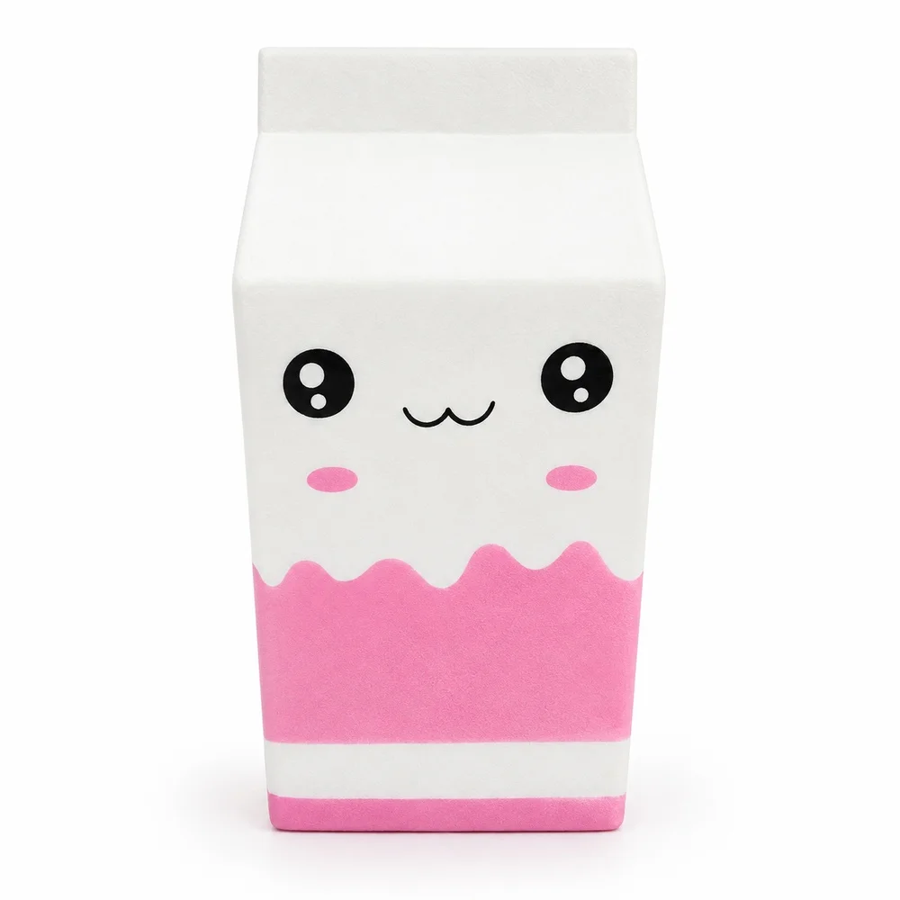 Milk Carton Squishy Toy Soft PU Slow Rising Foam Pink White Cute Face Squeeze Fidget Desk Companion Gift for Teens and Adults