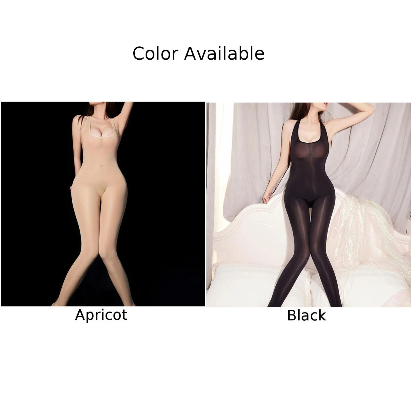 Women Sexy Bodystockings Oil Shiny Glossy Pantyhose Bodystocking Sheer Bodysuit Glossy Jumpsuit Low Cup Clubwear