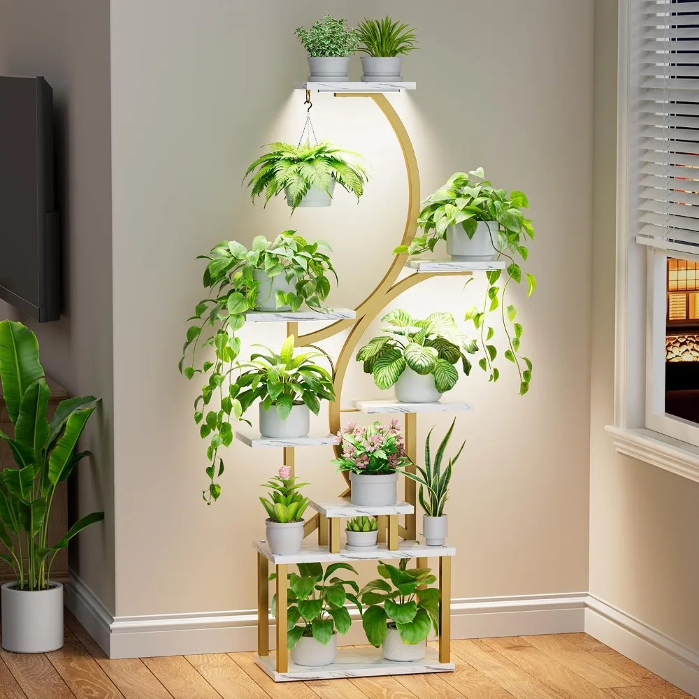 Plant Stand Indoor with Grow Light, 8 Tier Corner Plant Shelf Tall