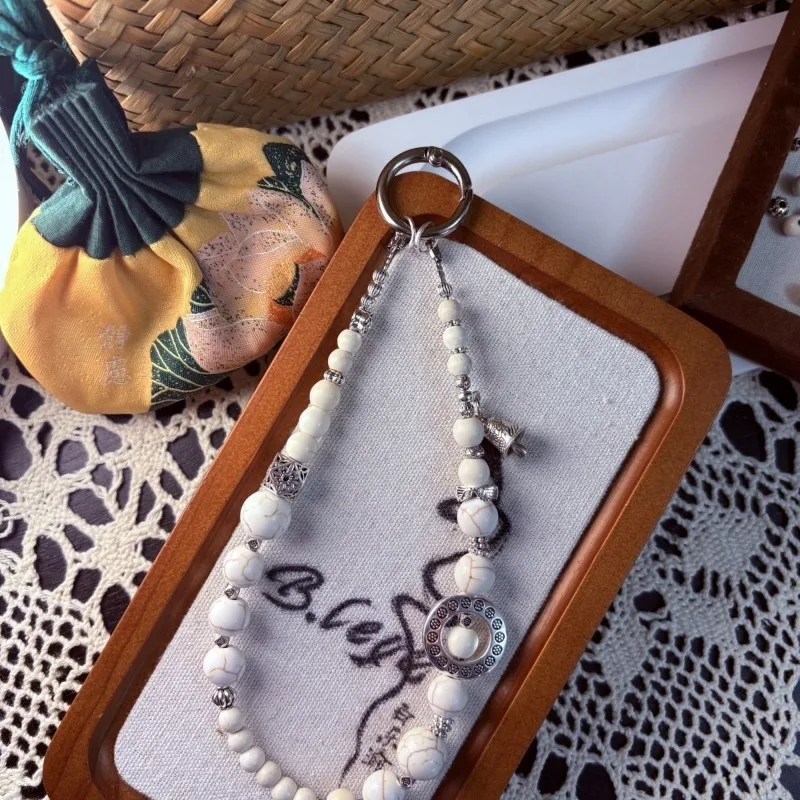 Antique Silver Luck Beaded Phone Lanyard Keychain High Color Retention with Extra Charms Instagram Style Fashion Accessory Gift