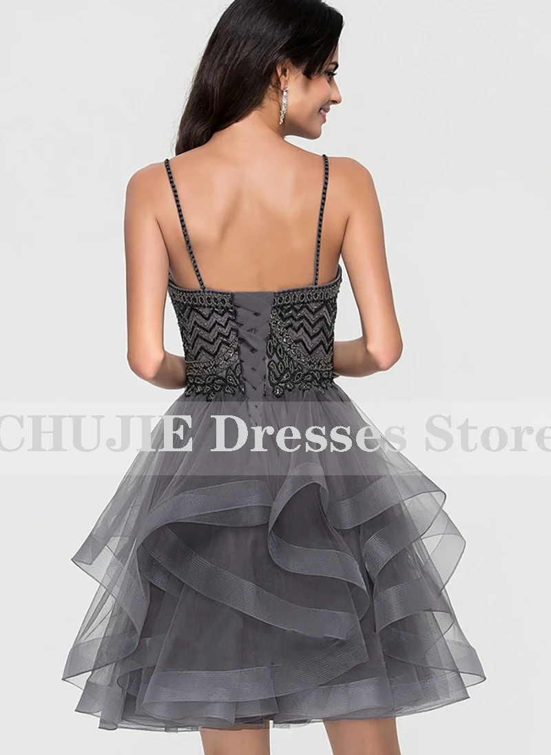 Pailletten Mini-Heimkehrkleider Mädchen Cocktailkleid Tüll A-Linie Ballkleider Schnürung hinten Partykleid Vestido de Grad tert