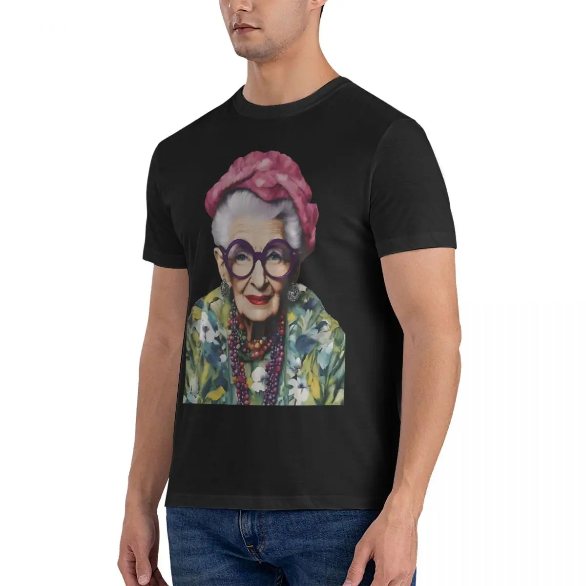 Leisure Portrait T-Shirts for Men Round Collar Pure Cotton T Shirt Iris Apfel Short Sleeve Tee Shirt 6XL Tops