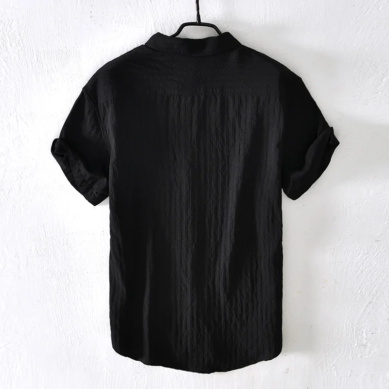 Designer Short-sleeve Solid Casual Quality Brand Shirts For Men Fashion Comfortable Sunscreen Tops Clothing Camisa Masculina