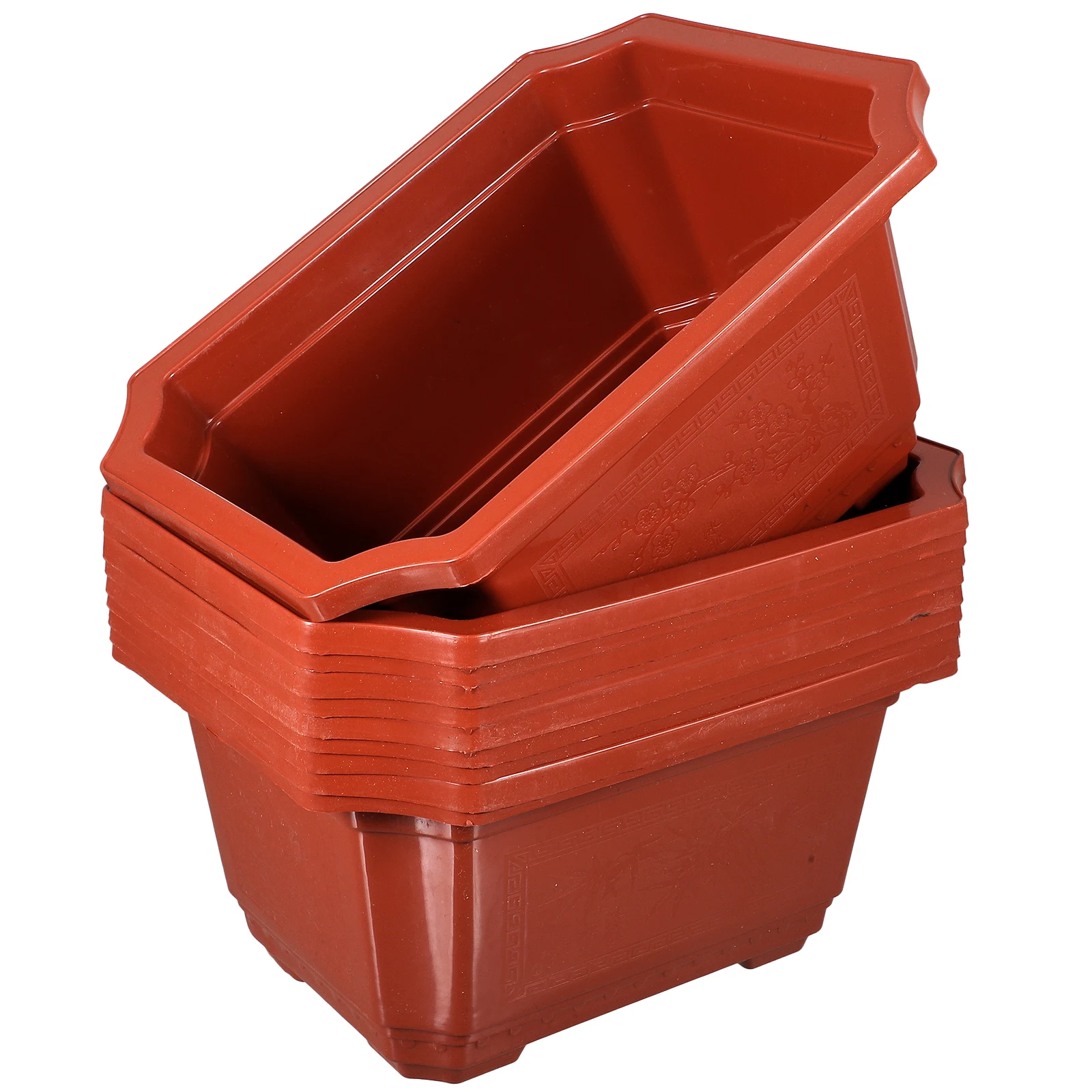 10 Pcs Rectangular Flower Pot Lightweight Bonsai Planter for Succulents Herbs Ferns Plastic Gardening Container