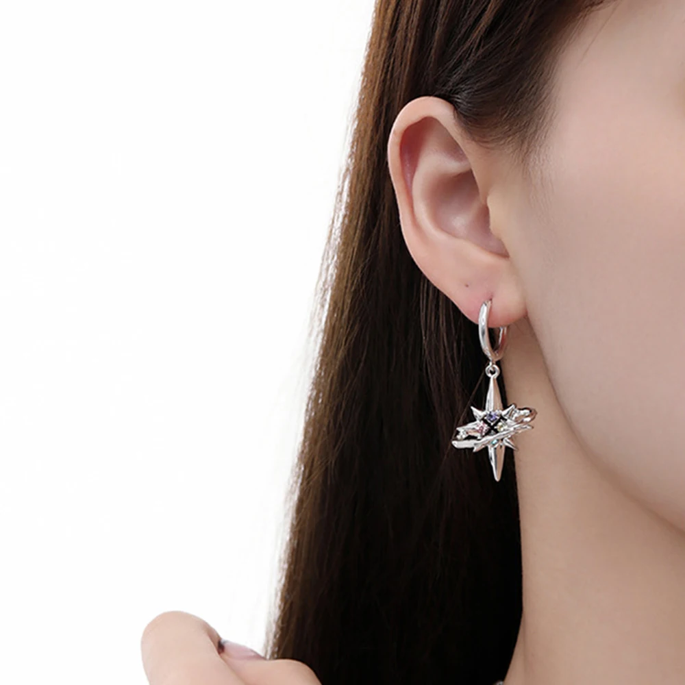 Eetit Temperament Fashion Cubic Zirconia North Star Drop Earrings Original Design Charm Copper Zinc Alloy Jewelry Gift 2024