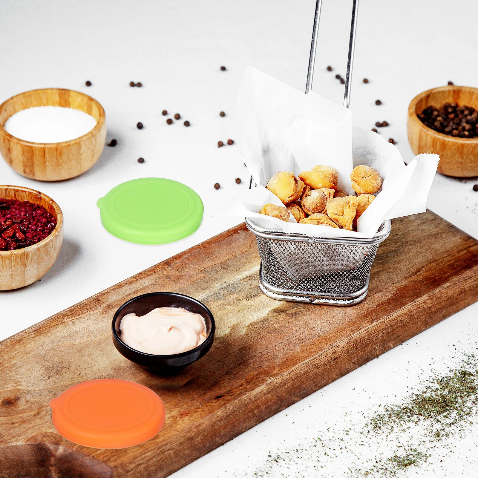 

4 pcs Silicone Lids Round Food Storage Covers For Glass Bowls Jars Cups Can Honey Yogurt Replacement Lids Set Multi-Color