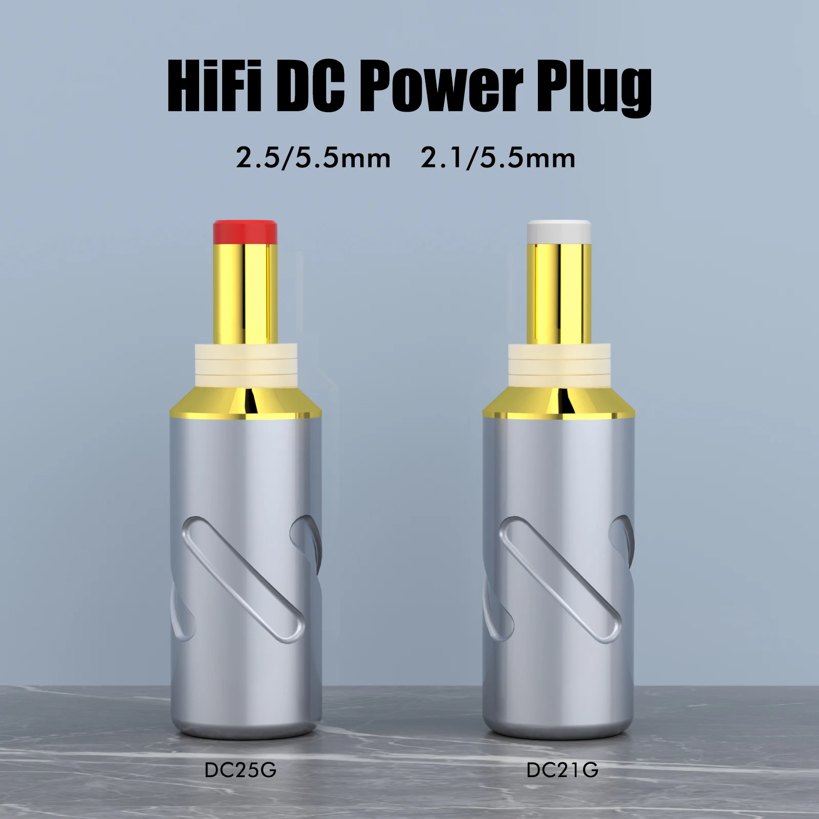 Monosaudio DC21 DC25 Pure Copper Gold Plated Connector Jack DC 5.5 / 2.1mm DC Cable Plugs for Audiophile Applications