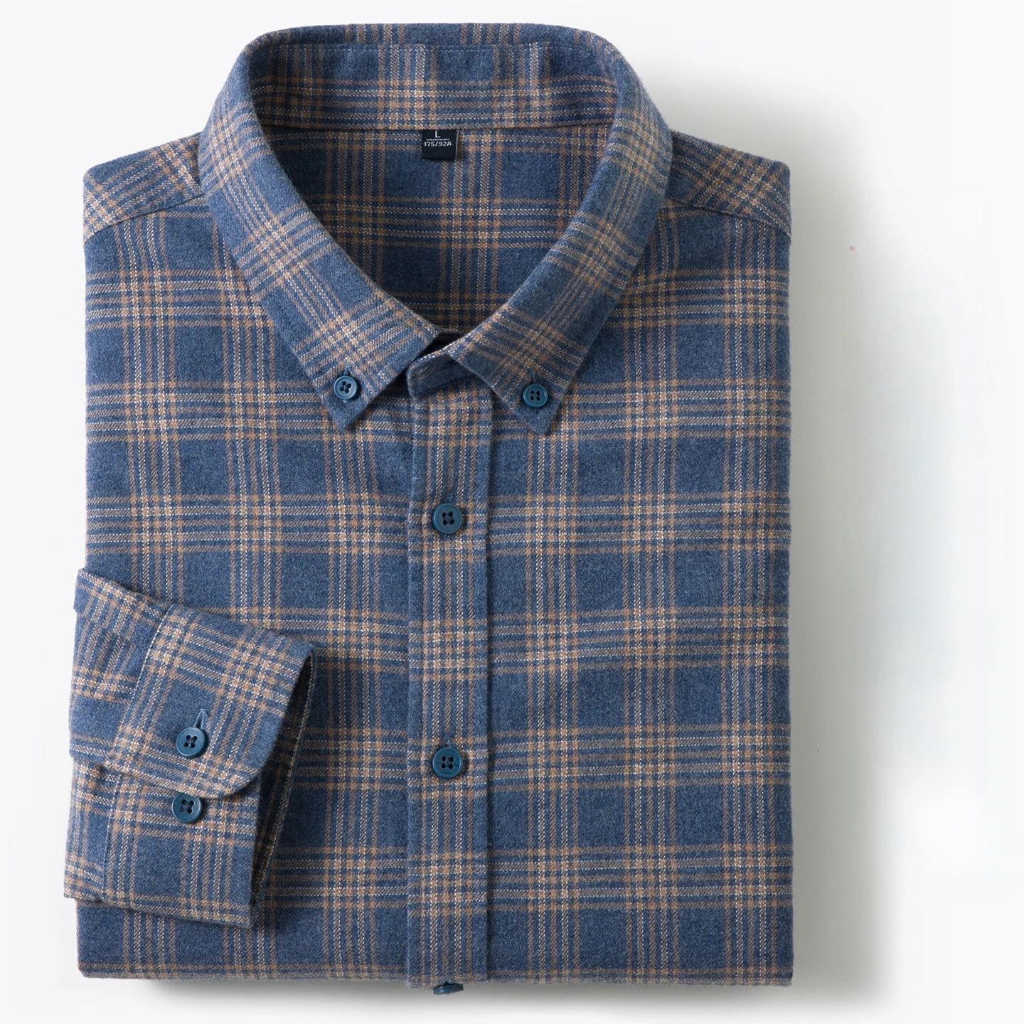 

New in shirt plaid 100%cotton brushed long sleeve shirts for men slim fit casual tops hight quality designer vintage clothes