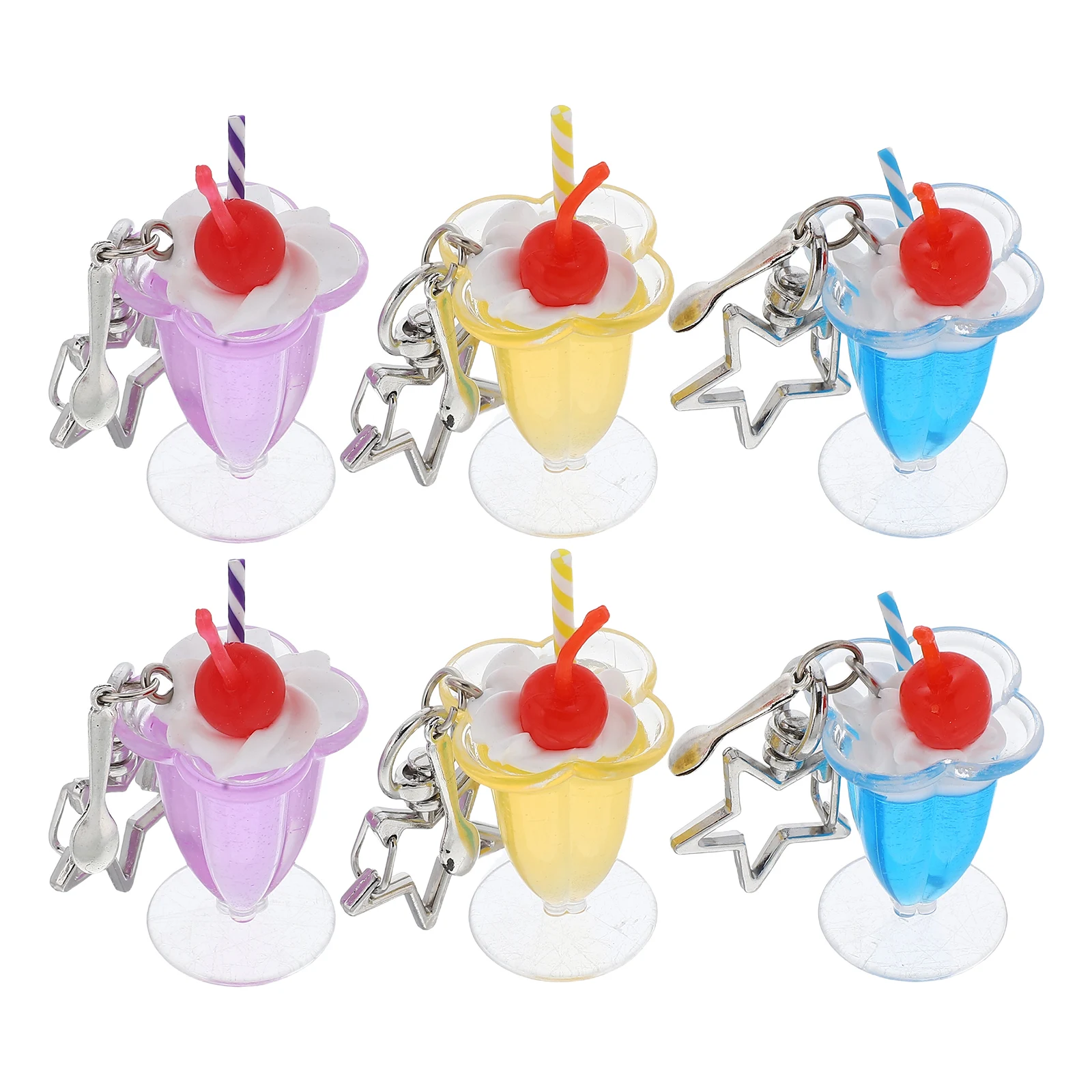

6 Pcs Ice Cream Cup Charms Mini Food Snack Pendants Hanging Decorations PVC Zinc Alloy Accessories Charm Bags