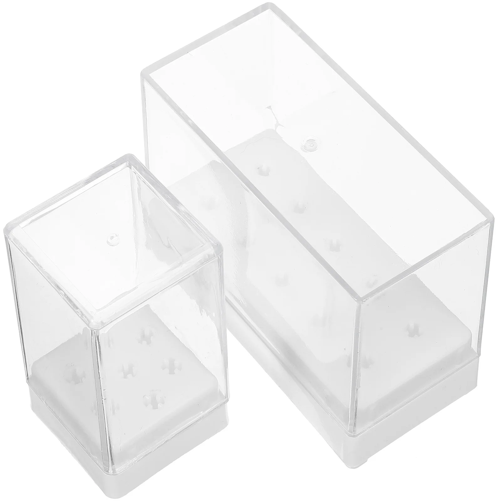 

2 pcs Nail Drill Bit Holder Grinding Head Storage Box 7+10 Holes Bits Organizer Plastic Multi-hole Stand for Manicure