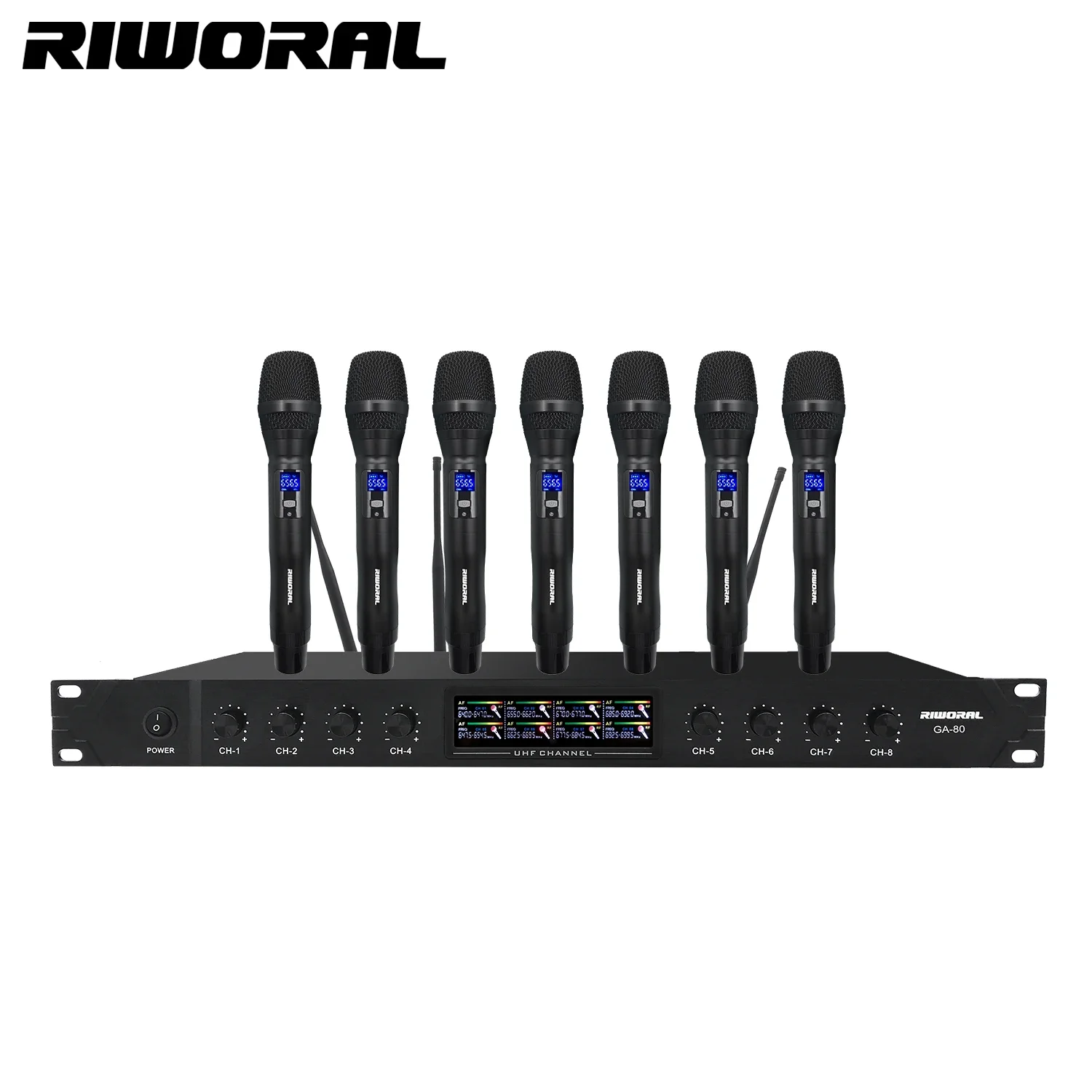 

GA80 Professional Video Recording Mic Karaoke Microphone Handheld Recording 8 Channel UHF Wireless Microphone System