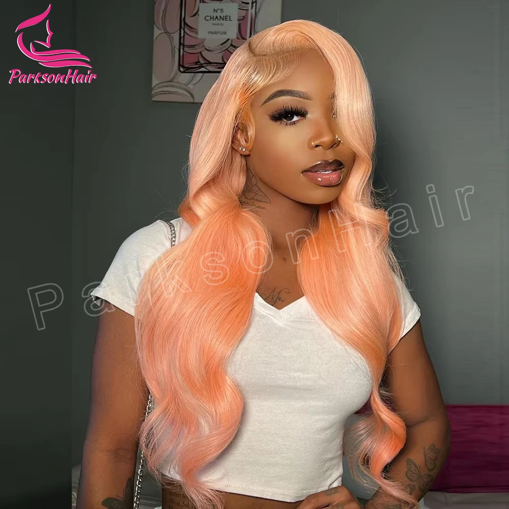 Light Orange 13x6 Transparent Lace Front Wig Body Wave Wigs For Women 613 Colored 13x4 T Part  Lace Frontal Human Hair  Wigs