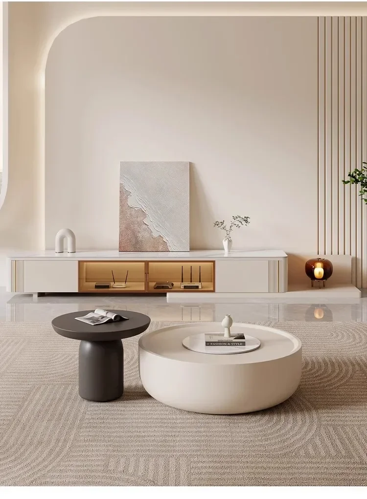 X188Кремовый стиль, круглый чайный столик, комбинация для гостиной, дома, маленькой квартиры, французский вход, люкс, современный минималистичный дизайн