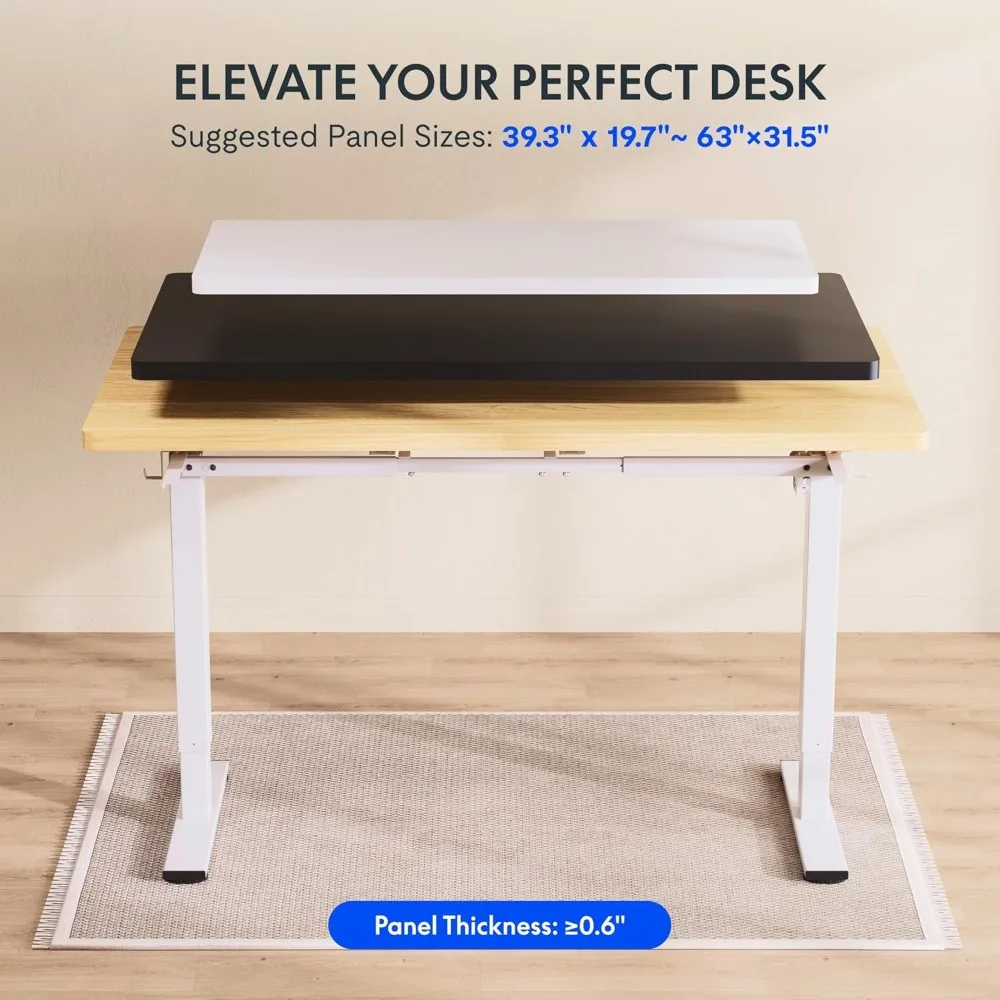 Electric Height-Adjustable Desk Frame with Memory Controller for Sit-Stand Workstations at Home or Office (White)