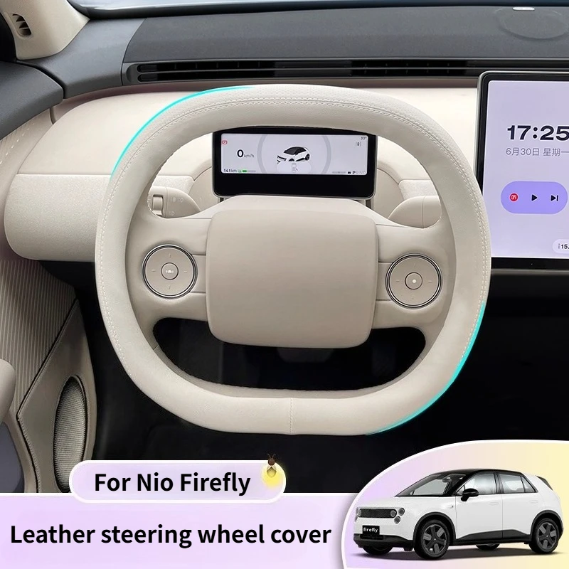

For Nio Firefly 2025 Car Steering Wheel Cover Leather Anti-slip Waterproof Protective Case Scratch Wear resistant Pad Interior