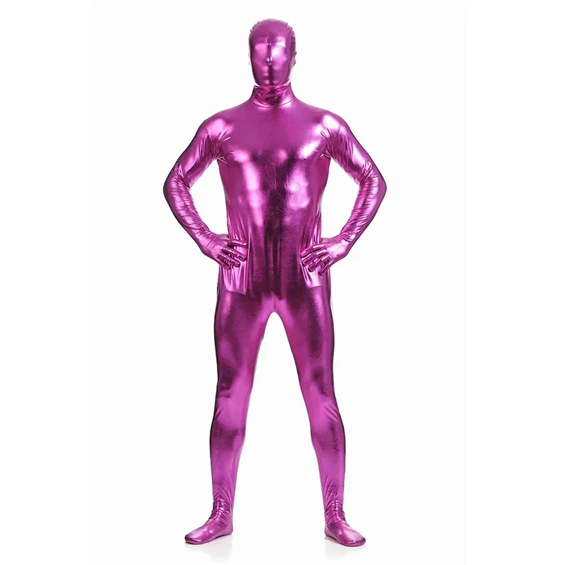 CyMetallic دنة ارتداءها لامعة Catsuit مثير للجنسين Zentai كامل الجسم البدلة زي حفلة نظرة الرطب قطعة واحدة Unitard S-3XL