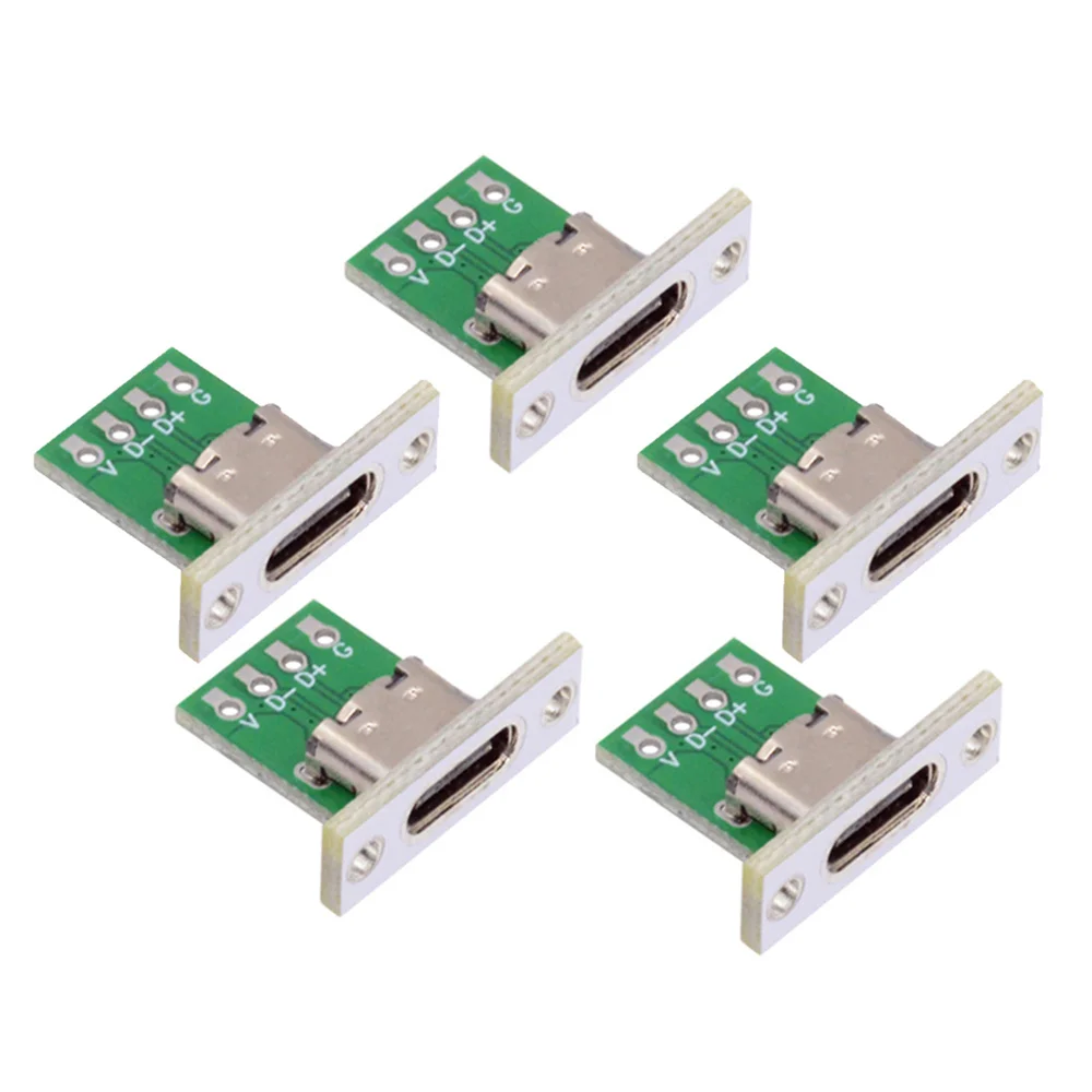 5pcs/set OEM DIY PCB Kit Type C Female Socket Connector Panel Mount Type with PC Converter Board 24pin USB 2.0 Pinout