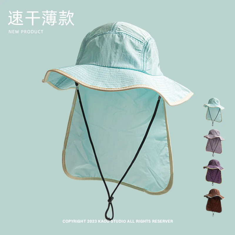 

Big brim sun hat summer men and women outdoor sun protection quick drying breathable camping climbing bucket hat