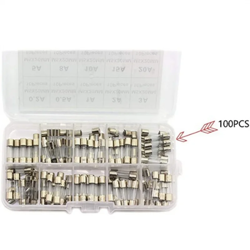 Boxed 100 Glass Fuse 0.2 A- 20A Flat Head Tubular Fuse 5*20 Wholesale