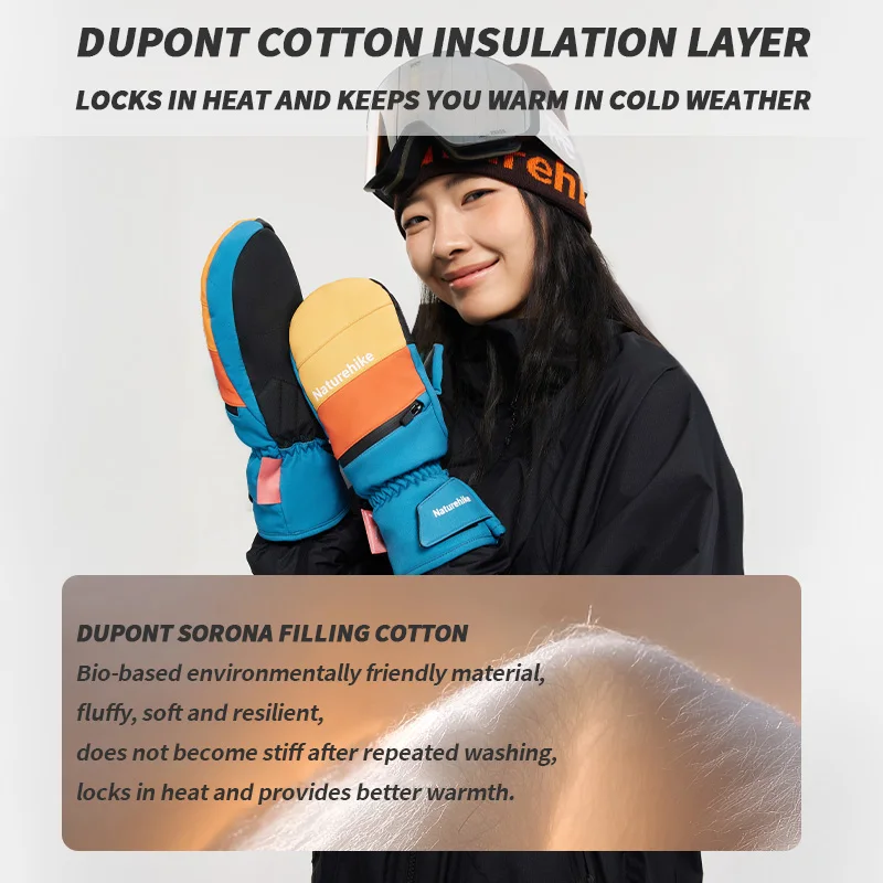 네이처하이크 남성 여성 겨울 스키 장갑 방수 초경량 스노우 보드 장갑 오토바이 타기 눈 따뜻한 방풍 장갑 유지