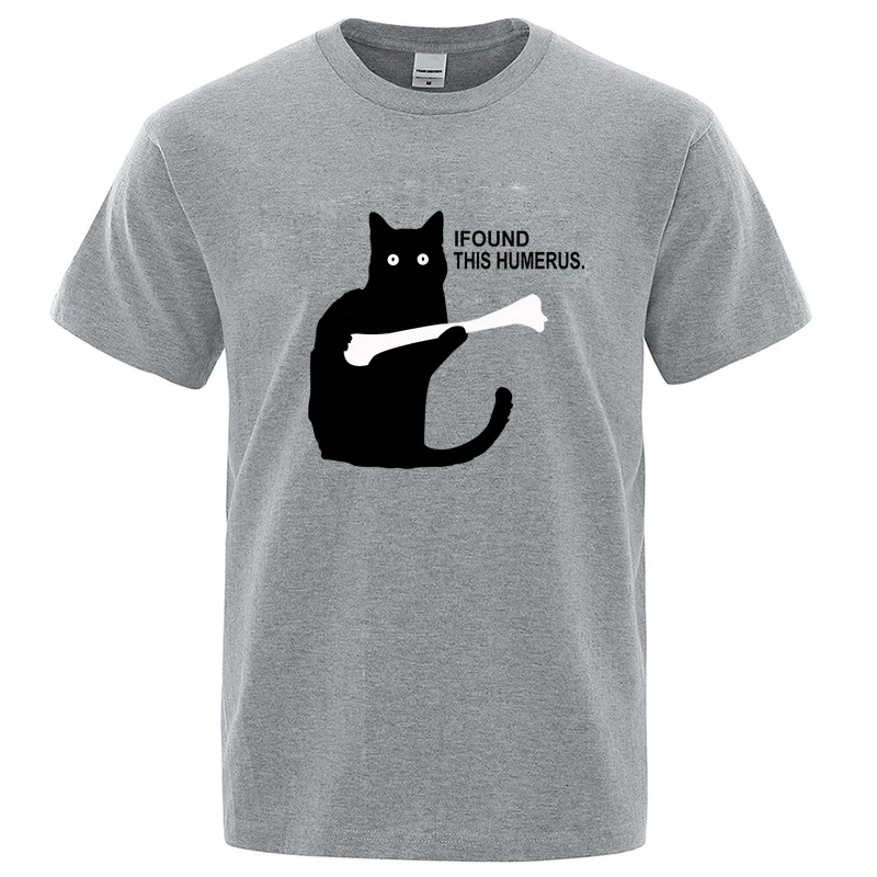 Summer Men's T-shirt High Quality Cotton Blend Funny Cat Printing Casual Cool Loose O-neck Graphic Male T Shirts for Men Tops