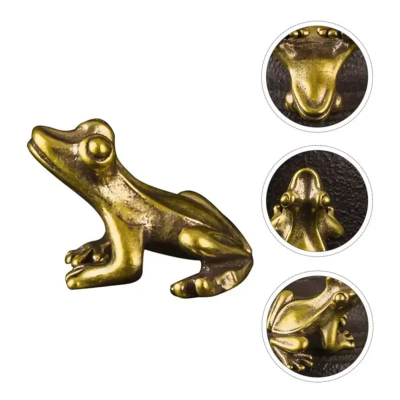 

Retro Copper Small Cute Frog Figurines Miniature Desktop Ornament Decorations Accessories Metal Brass Animal Toad Tea Pet Decors