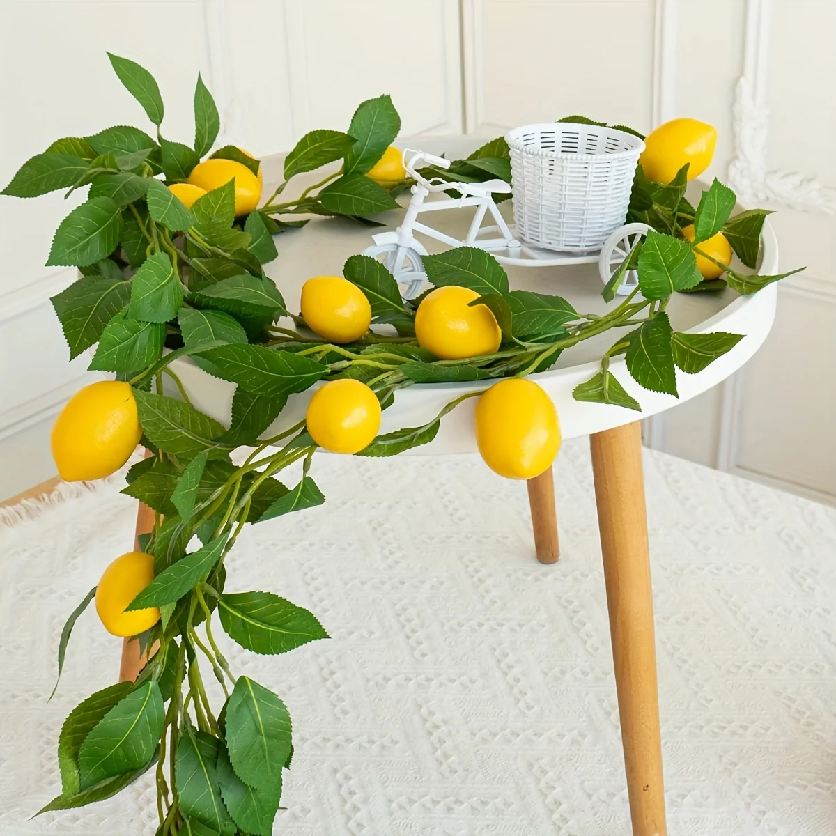 Künstlicher Zitronen-Kranz mit Grünpflanzen für Haus, Tür, Wand, Hochzeit, Feiertage, Party, Esstischdekoration – Detail 1