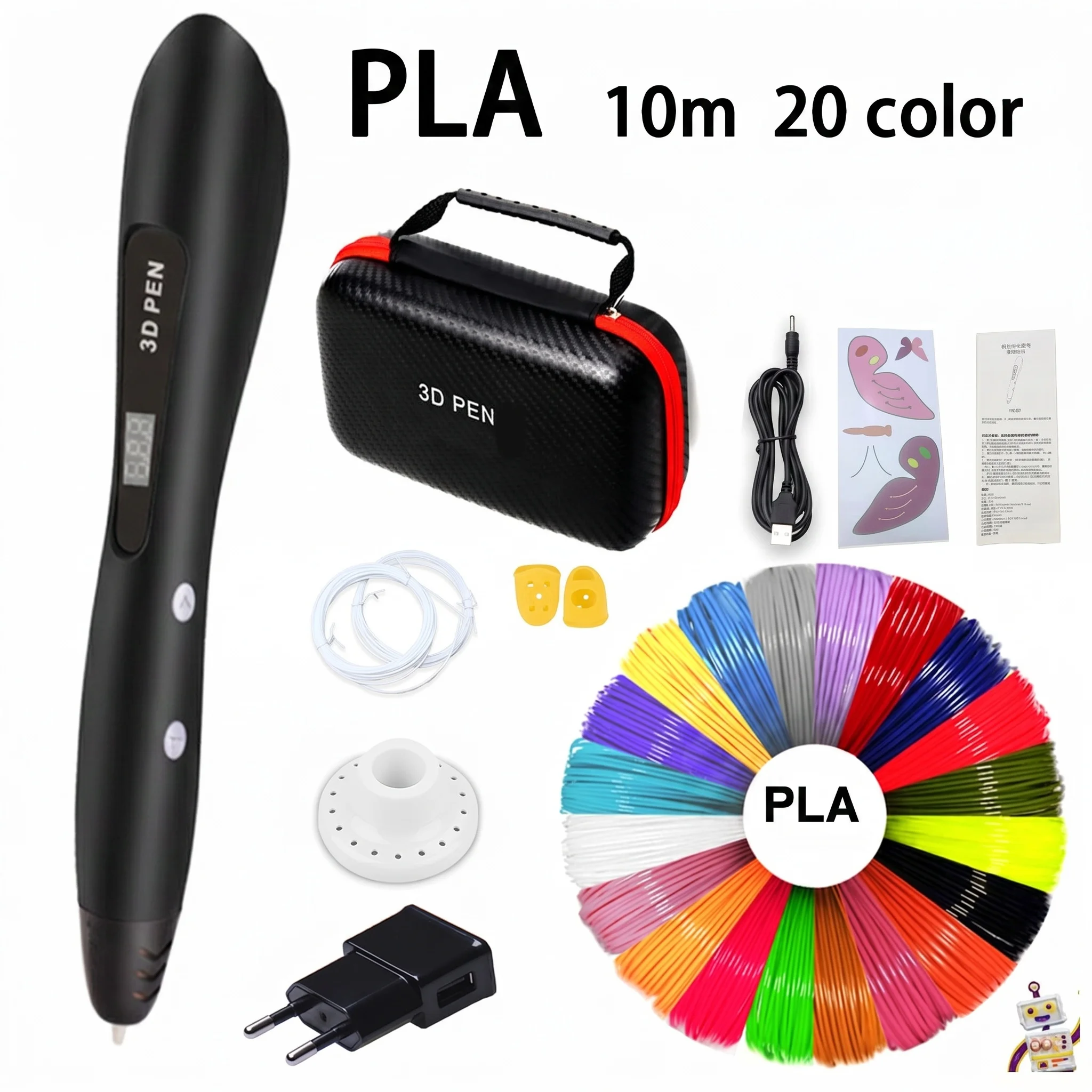 Kids DIY 3D Printing Pen 3d Pen Set for PLA Filament  LCD Display 3D Pen for Chidren Child's Birthday Christmas Creative Gift