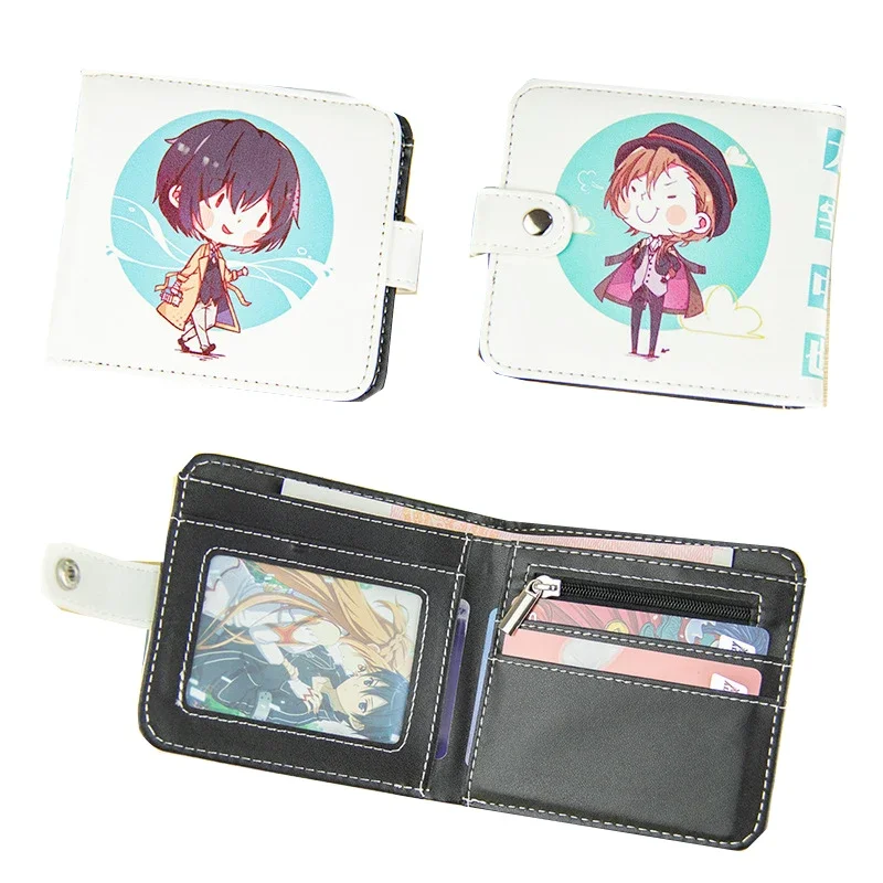 Anime Dazai Osamu PU Leather Wallet Card Holder Purse Cartoon Nakahara Chuuya Akutagawa Atsushi Ryunosuke Coin Money Bags Gift