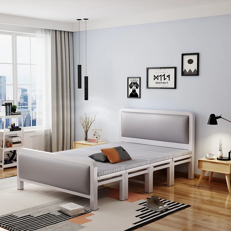 Single household simple four fold iron bed, office nap camp bed