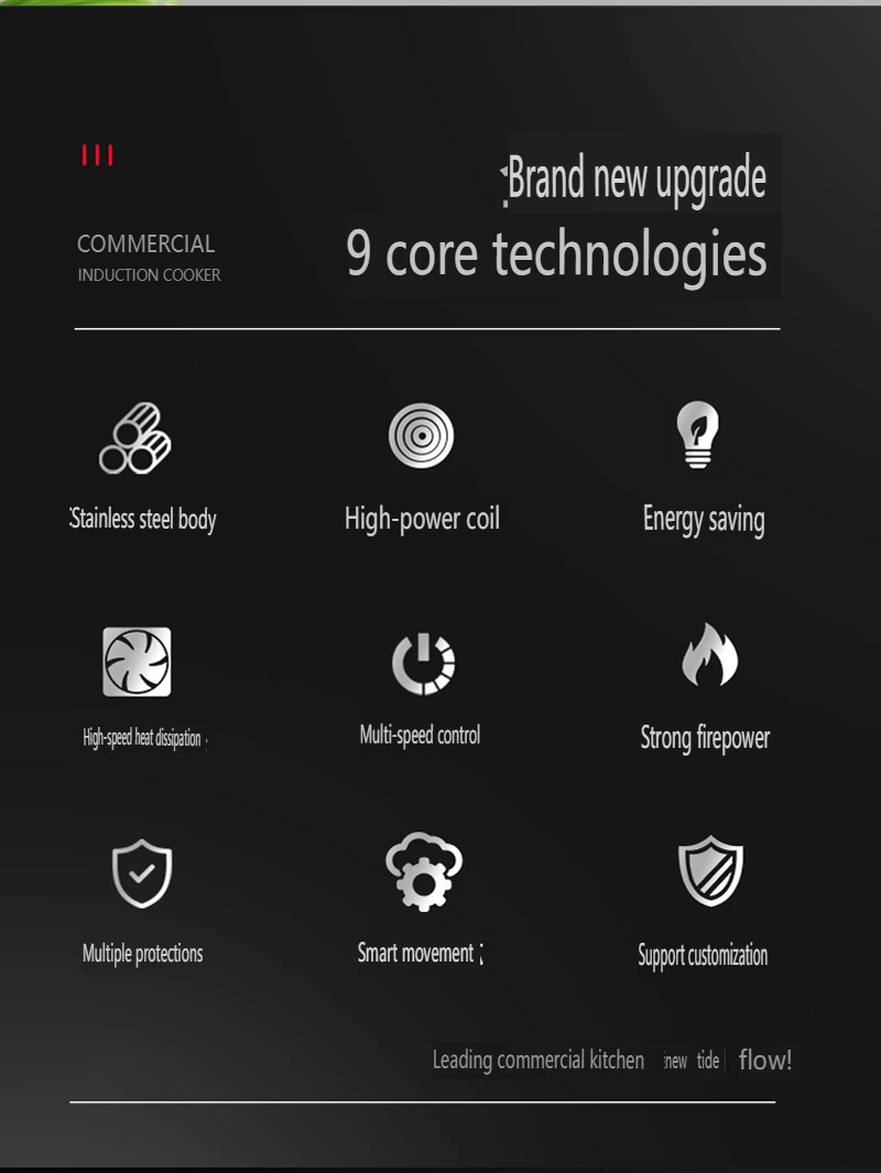 Портативная электрическая индукционная кухонная плита из нержавеющей стали, промышленная плита, варочная панель, кухонные машины