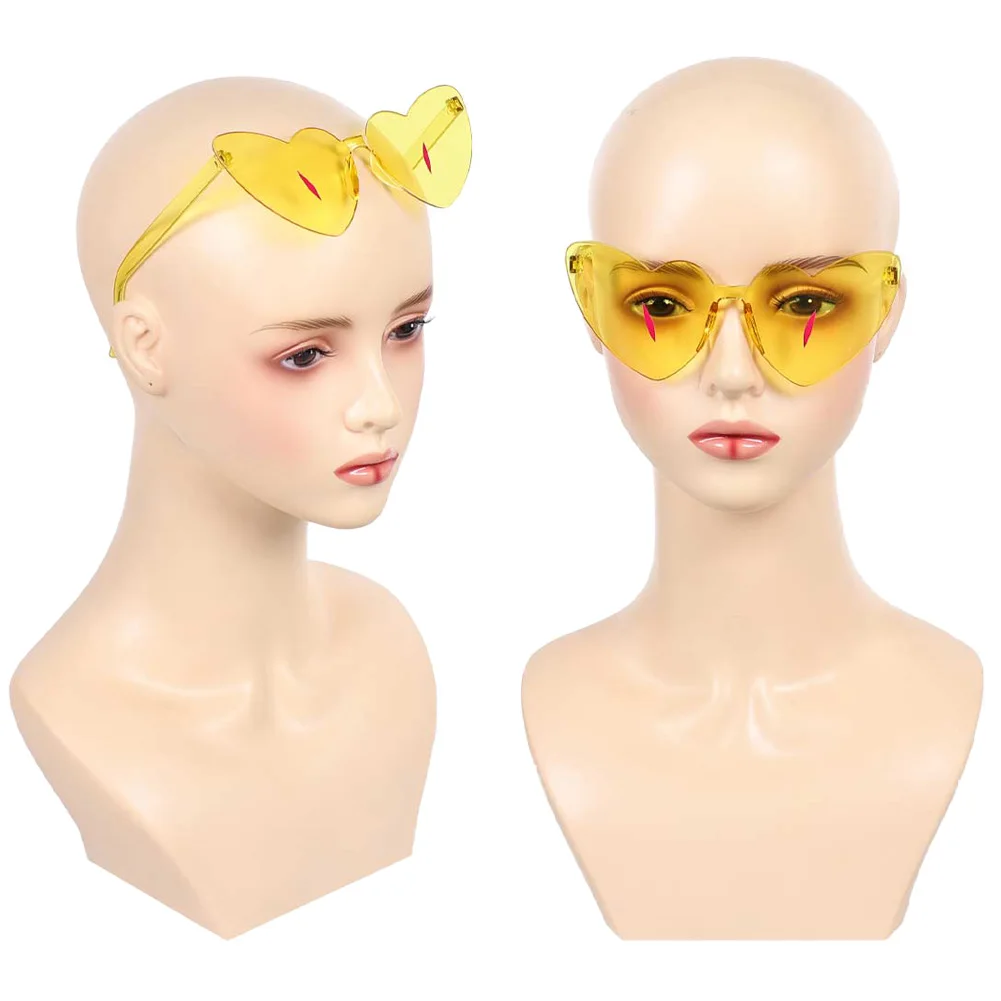 السير Pentious الأصفر على شكل قلب النظارات تأثيري الخيال النظارات التلفزيون الجحيم نزل زي تمويه اكسسوارات هالوين النساء الرجال #3