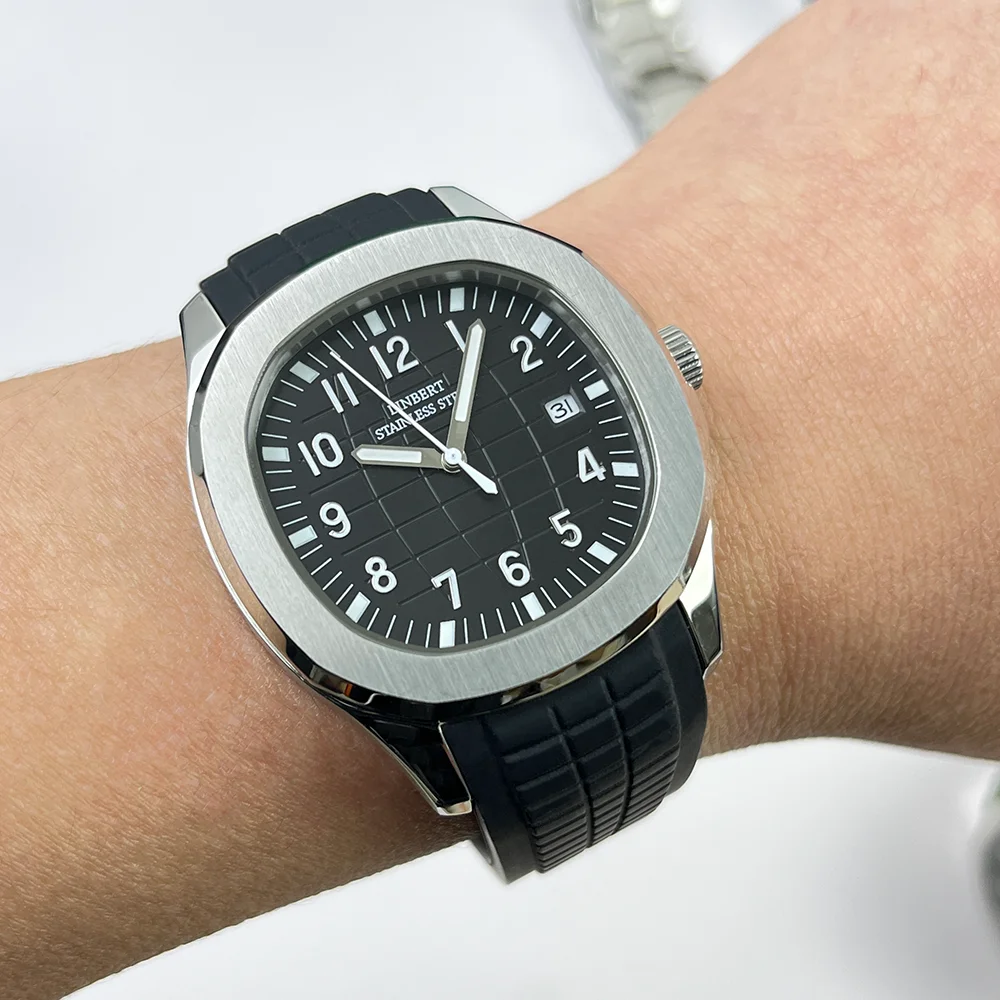 2024 LINBERT New Automatic Mechanical Watch PATEK Men's Watch White Rubber Waterproof Brand Luminous Stainless Steel Men's Watch