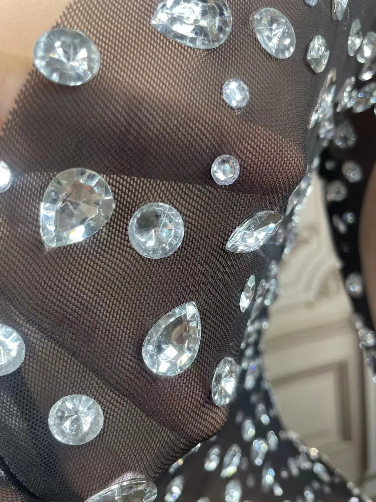 Vestidos de lujo de manga larga con diamantes de imitación de cristal, vestidos sexis para discoteca, vestidos de baile de boda ajustados para mujer, vestidos de noche, vestido Maxi de graduación