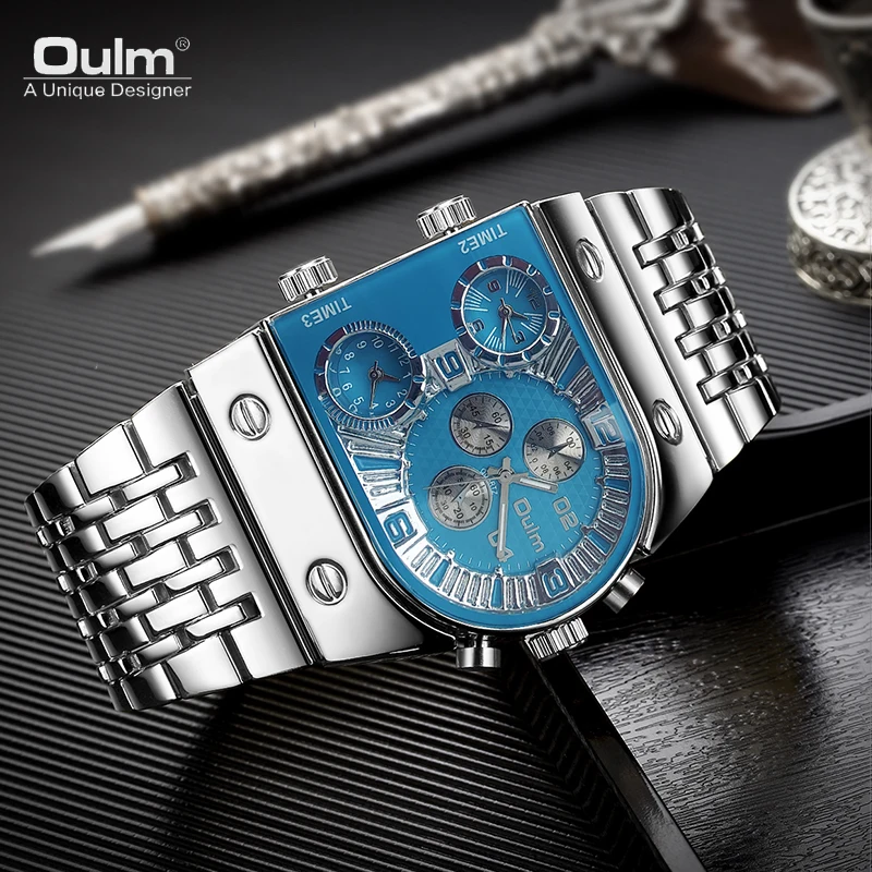 Oulm Unique Design Top Brand Men\'s Watch Fashion Business Stainless Steel Quartz Watch New Style Hot Men Watch Relogio Masculino