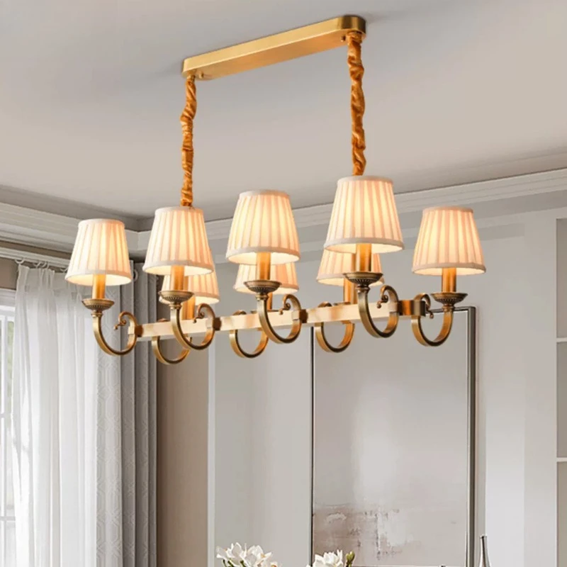 

American retro, dining room, bedroom, villa entry semi-chandelier, dining room