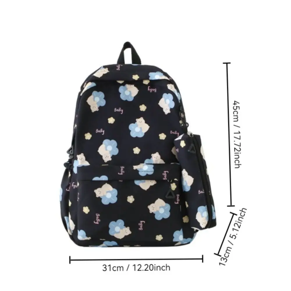 New Flower Printed Women's Backpack Nylon Large Capacity Shoulder Bag Waterproof Students Backpack Outdoor