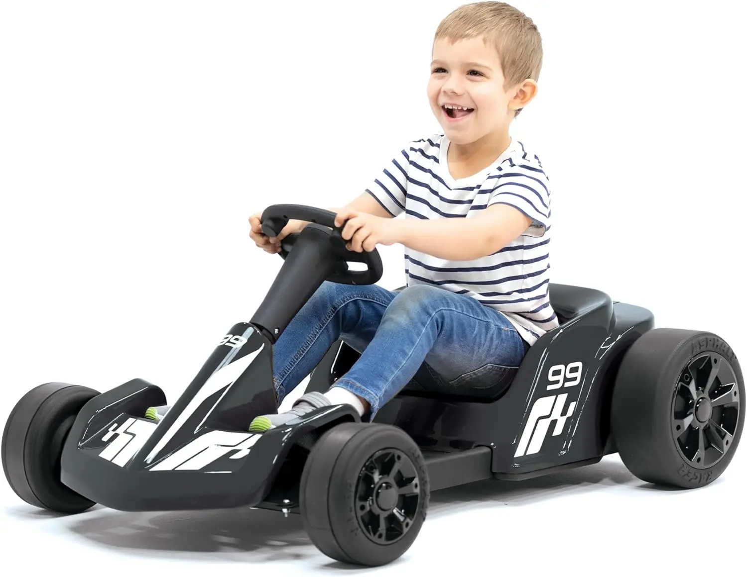 Asphalt Racer Go Kart, Battery Powered Ride-on, High Speed Mode (5 MPH) - Black