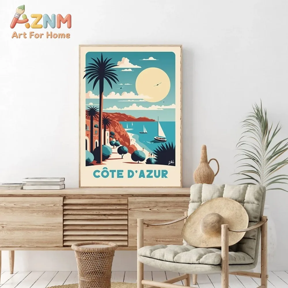 Retro France Travel Marseille Petanque Verdon Poster Canvas Painting Wall Art Pictures Living Room Home Decor