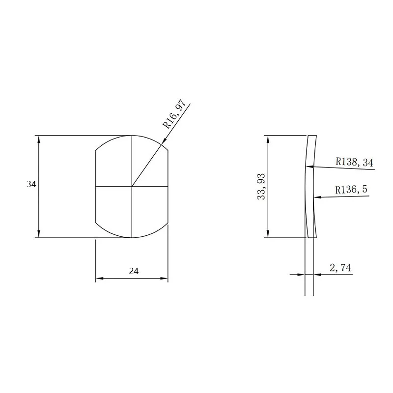 Length 34mm Width 24mm Thickness 2.74mm Special-shaped Spectral Reflectance Cutting Lens Optical Instrument Mirror Scope Spectra