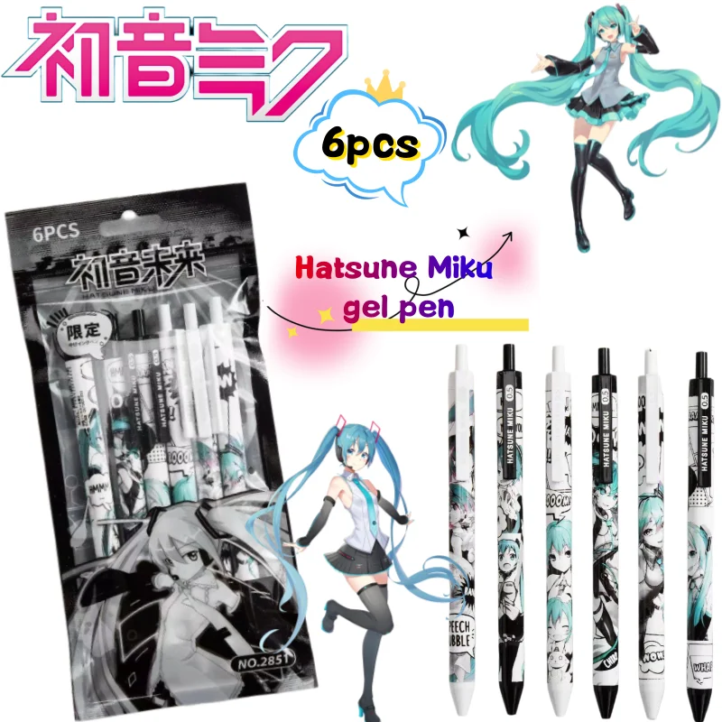 

Hatsune Miku 6 Gel Pens High Color Value Cartoon Printing Smooth, Quick Dry and Smooth Special Push Pen for Students Examination