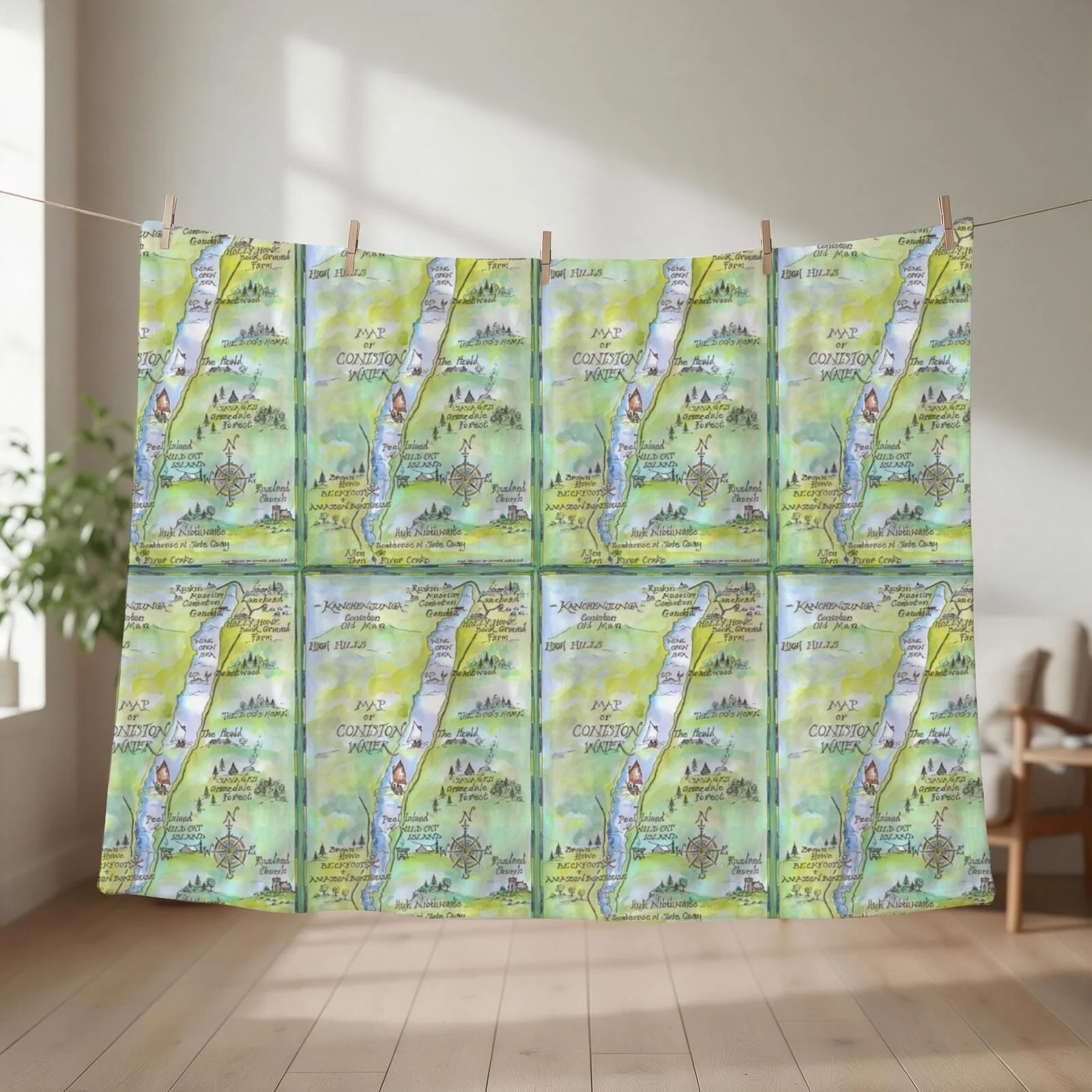 Swallows and Amazons map of Coniston Water - Throw Blanket Plush Thermal Bed for sofa Blankets