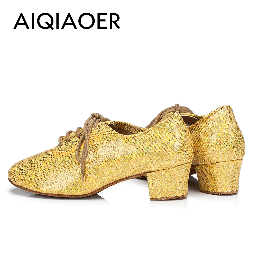 Professional Closed Latin Dance Shoes for Women, Golden Flash, Indoor Dance Shoes, New