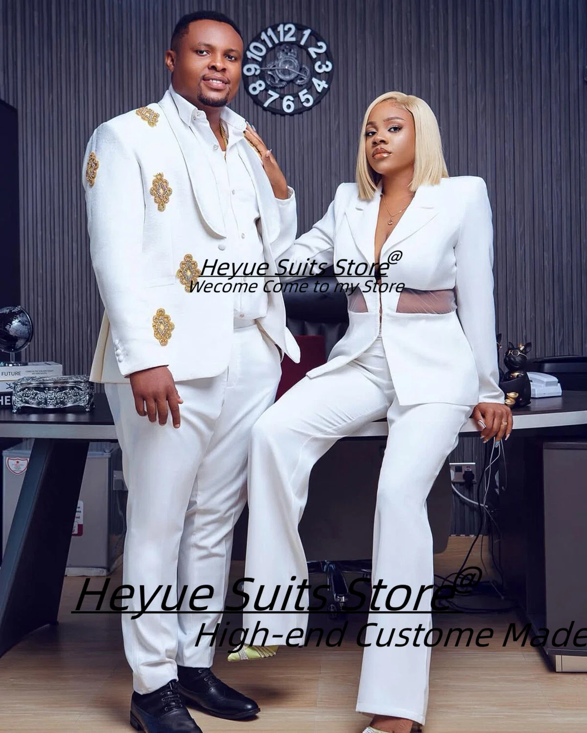 Luxuly White Men Suits Customized Shiny Bead embroidery Groom Wedding Tuxedos 2Pieces Sets Male Prom Blazers Elegant Ropa Hombre